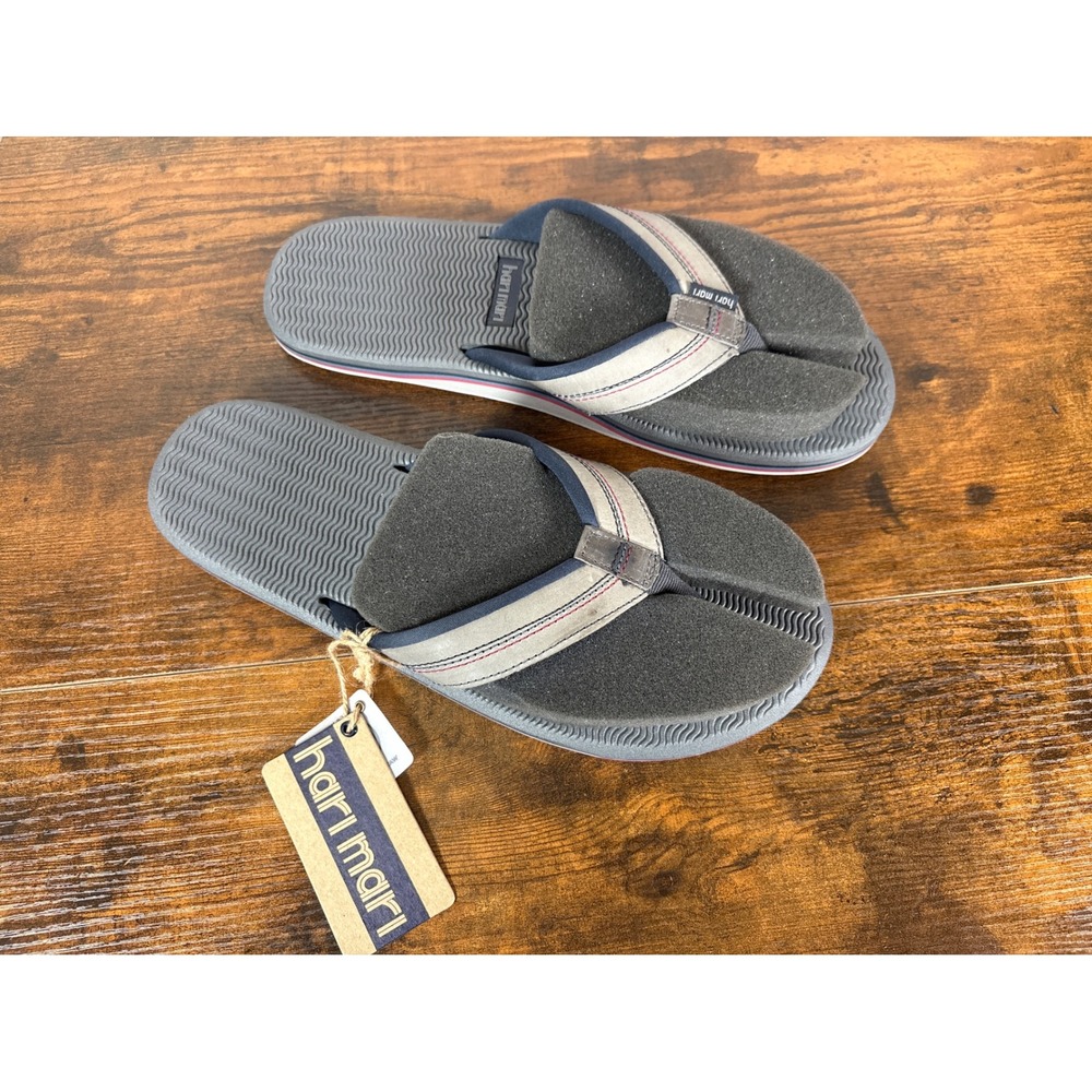 Hari Mari‎ Brazos LX Mens 11 Charcoal Grey Memory Foam Flip Flop Sandals NEW